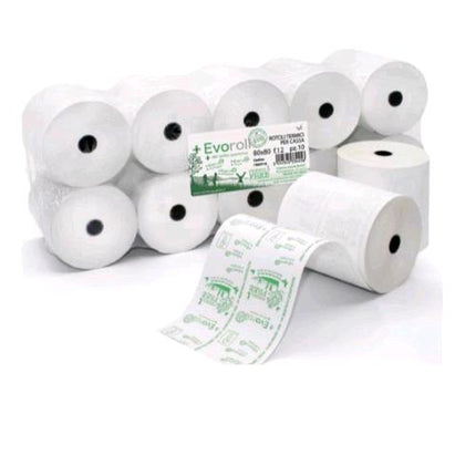 ROTOLIFICIO PUGLESE ROTOLO IN CARTA TERMICA PER CASSA OMOLOGATO EVOROLL 79 mm X 80 MT ANIMA 12 mm BIANCO CONF 10 Pz.
