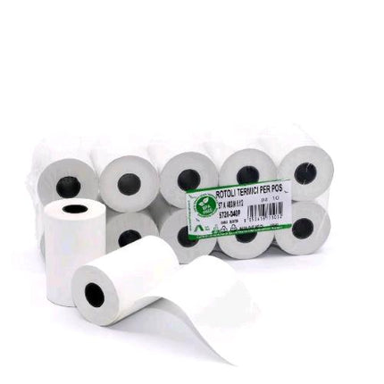 ROTOLIFICIO PUGLESE ROTOLO IN CARTA TERMICA PER POS 57 mm X 20 MT ANIMA 12 mm BIANCO CONF 10 Pz.