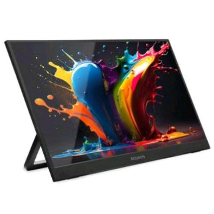 ATLANTIS A05-P156WP 15.6" IPS MONITOR POTATILE MULTIMEDIALE ULTRASLIM 1920 x 1080 25 ms 600:11 x MINI HDMI 2 x USB-C CON CUSTODIA E BASE APPOGGIO PIEGHEVOLE NERO