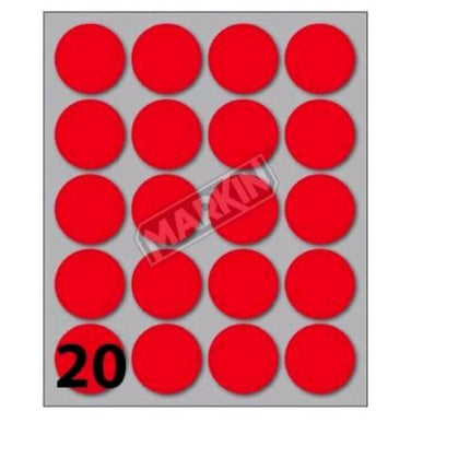 MARKIN ETICHETTE ADESIVE ROTONDE DIAMETRO 27 mm ROSSO CONF 200 Pz.
