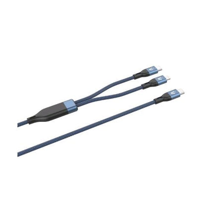 VULTECH CAVO ADATTATORE DA USB-C A USB-C + LIGHTNING 100 W 5.0A 1.2 MT BLU
