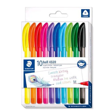 STAEDTLER PENNE A SFERA TRATTO M FUSTO TRIANGOLARE COLORI ASSORTITI CONF 10 Pz.