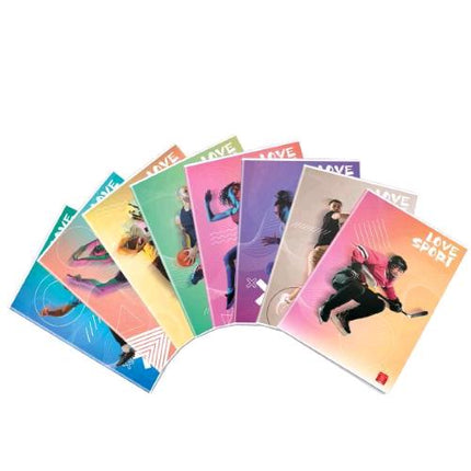 PIGNA LOVE SPORT MAXI QUADERNO PUNTO METALLICO 80 GR A4 42 FOGLI A QUADRETTI 10 8 SOGGETTI ASSORTITI CONF 10 Pz.