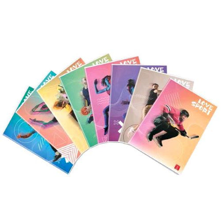 PIGNA LOVE SPORT MAXI QUADERNO PUNTO METALLICO 80 GR A4 42 FOGLI A QUADRETTI 5M 8 SOGGETTI ASSORTITI CONF 10 Pz.