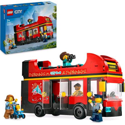 LEGO CITY AUTOBUS TURISTICO ROSSO A DUE PIANI STILE LONDINESE CON 5 MINIFIGURE