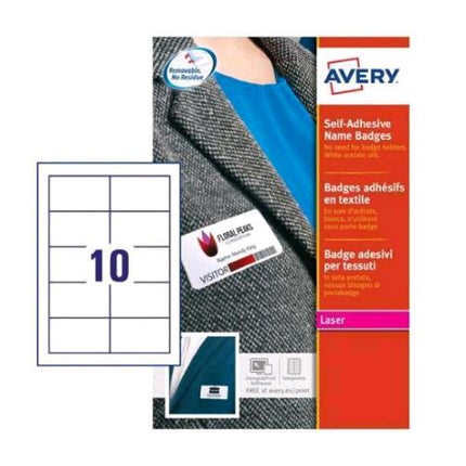 AVERY BADGE ADESIVI IN SETA ACETATA 80X50 mm BIANCO CONF 200 Pz.