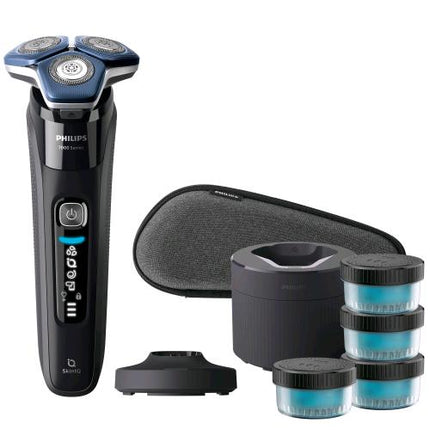 PHILIPS SHAVER SERIE 7000 RASOIO ELETTRICO RICARICABILE WET E DRY TESTINE FLESSIBILI PERSONALIZZAZIONE TRAMITE APP TECNOLOGIA SKINLQ NERO