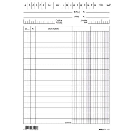 EDIPRO SCHEDE DARE AVERE SALDO 2 COLONNE 12X17 CM CONF 100 Pz.