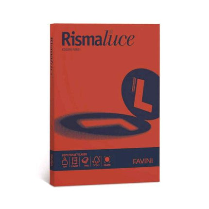 CARTOTECNICA FAVINI RISMALUCE RISMA DA 125 FOGLI 200 GR 29.7 X 42 CM A3 ROSSO SCARLATTO