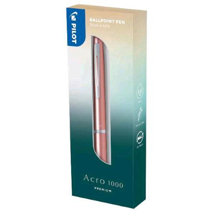 PILOT ACRO 1000 PENNA A SFERA A SCATTO TRATTO 1 mm FUSTO ROSA INCHIOSTRO NERO CONFEZIONE REGALO