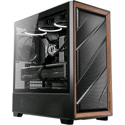 Antec flux wood mid tower frontale alto flusso rifiniture in legno di noce 5 ventole pwm incluse radiatore 420mm finestra laterale nero