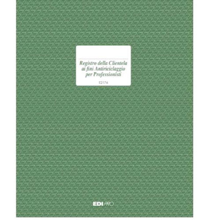 EDIPRO REGISTRO CLIENTELA PER ANTIRICICLAGGIO 245X310 mm PAGINE NUMERATE 1/46 CONF 4 Pz.