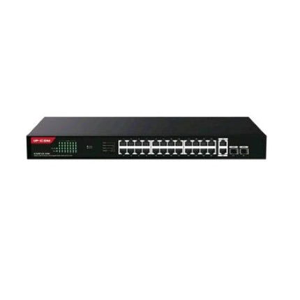 IP-COM G1128P-24-410W SWITCH NON GESTITO 26 PORTE GIGABIT Base-T + 2 PORTE Base-X SFP CLOUD MANAGED PoE 370W MONTABILE A RACK