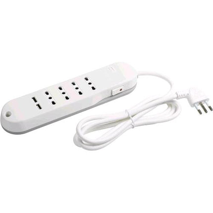 BTICINO CIABATTA MULTIPRESA ELETTRICA SLIM 4 PRESE BIPASSO 10/16A + 2 PRESE USB-A 2,4A CON INTERRUTTORE LATERALE E CAVO 1.5 MT SPINA ITA ANGOLATA BIANCO