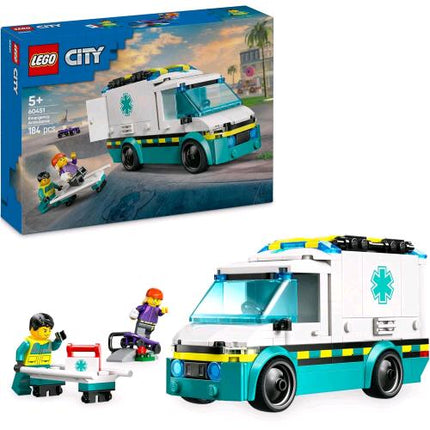 LEGO CITY AMBULANZA DI EMERGENZA CON 2 MINIFIGURE E ACCESSORI