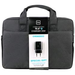 Tucano kit borsa per notebook da 15.6" tasca frontale con tracolla + alimentatore 20W usb/usbc nero