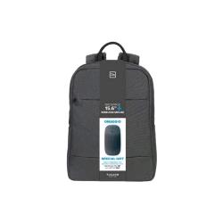 Tucano zaino per notebook da 15.6" tasca anteriore e tasca laterale con mouse wireless grigio