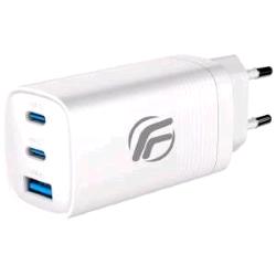 Fenner caricabatterie da rete gan 65 W fast charge 2 x USB-C + 1 x USB-A bianco