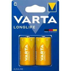 Varta longlife power blu batterie alkaline c LR14 mezza torcia conf 2 pz.